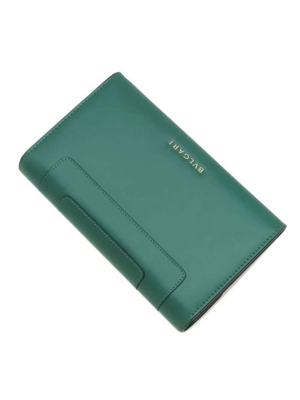 Bvlgari Wallet Serpenti Forever Large Calfskin Green Gold Bifold Billfold